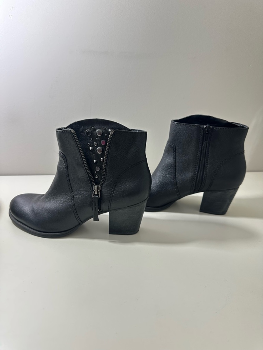 Nine West Black Studded Leather Ankle Booties